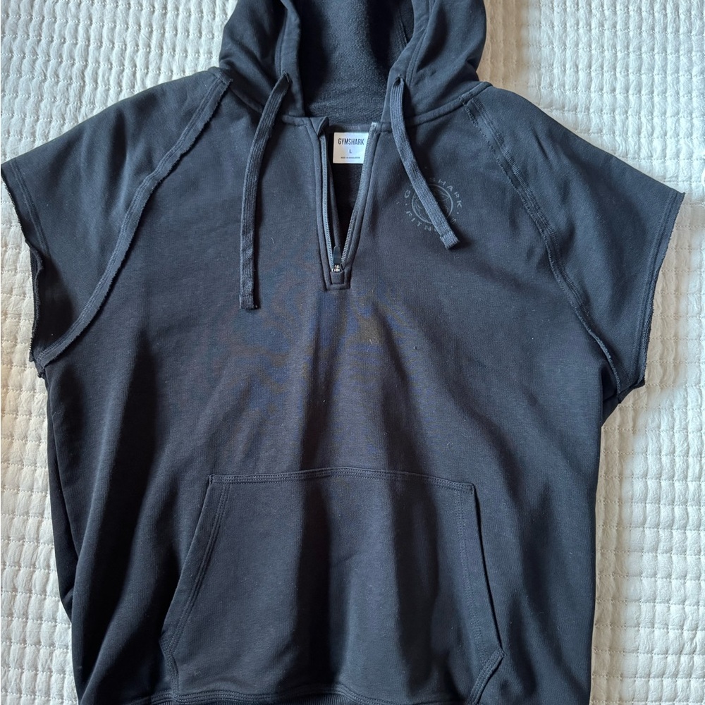 Gymshark Black Zip Up Sleeveless Hoodie